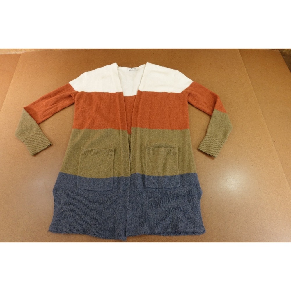 Madewell Womens Small Multicolor Kent Striped Cardigan Sweater in Coziest Yarn